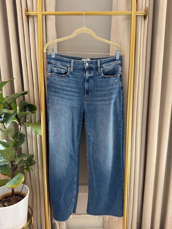 PAIGE Denim - PAIGE Women's Anessa Wide-Leg Ankle Length Jeans in Medium Blue Wash
